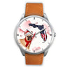 French Bulldog On Christmas Florida Silver Wrist Watch-Free Shipping