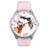 French Bulldog On Christmas Florida Silver Wrist Watch-Free Shipping