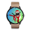 Pug Dog On Christmas Florida Wrist Watch-Free Shipping