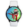Pug Dog On Christmas Florida Wrist Watch-Free Shipping