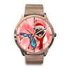 Pug Dog On Christmas Florida Golden Wrist Watch-Free Shipping