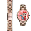Pug Dog On Christmas Florida Golden Wrist Watch-Free Shipping