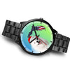 Samoyed Dog On Christmas Florida Black Wrist Watch-Free Shipping