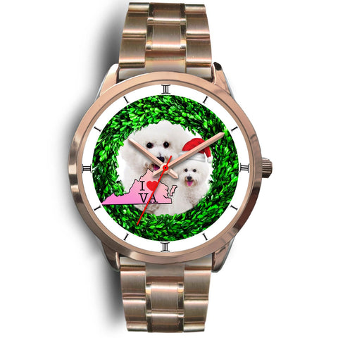 Cute Bichon Fries Dog Virginia Christmas Special Wrist Watch-Free Shipping