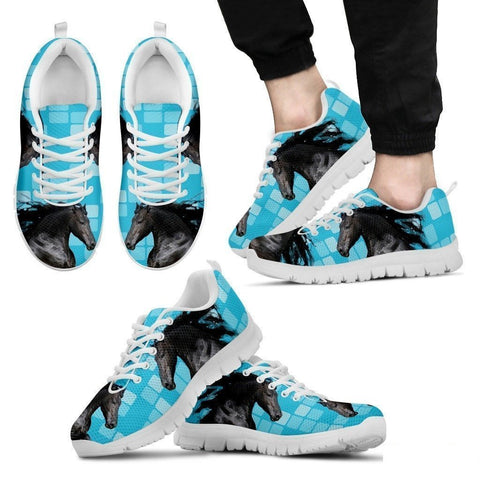 Andalusian Horse Print (Black/White) Running Shoes For Men-Free Shipping Limited Edition-Paww-Printz-Merchandise