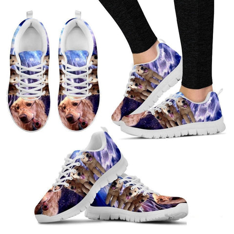 Golden Retriever With Glass Print Running Shoe For Women- Free Shipping-Paww-Printz-Merchandise