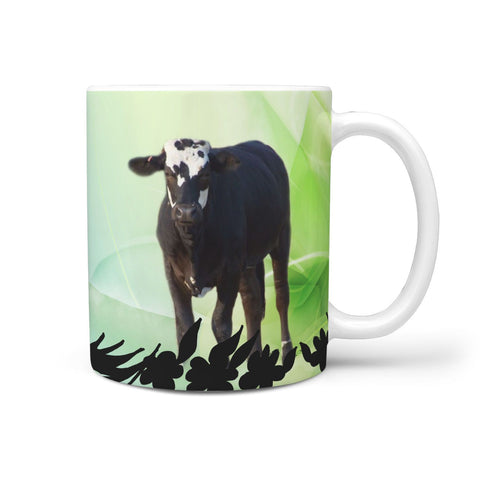 Black Baldy Cattle (Cow) Print 360 White Mug