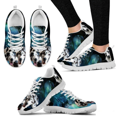 White Great Dane Dog Print Running Shoe For Women- Free Shipping-Paww-Printz-Merchandise