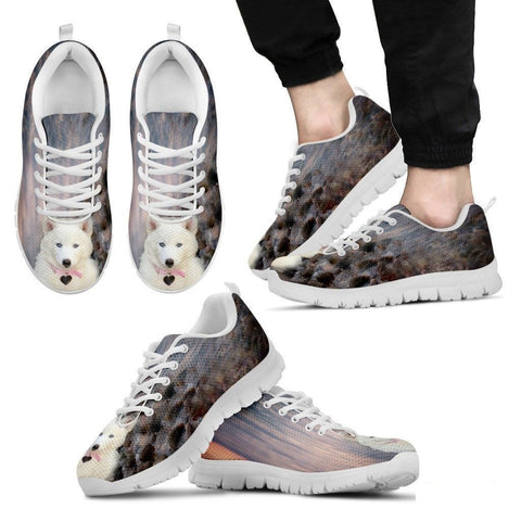 White Husky Dog Print Running Shoe For Men- Free Shipping-Paww-Printz-Merchandise