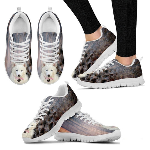 White Husky Dog Print Running Shoe For Women- Free Shipping-Paww-Printz-Merchandise