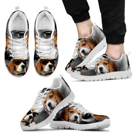 Beagle Dog With Glasses Print Running Shoe (Men)- Free Shipping-Paww-Printz-Merchandise