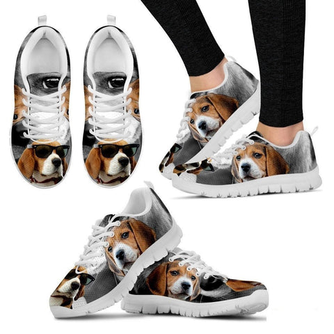Beagle Dog With Glasses Print Running Shoe (Women)- Free Shipping-Paww-Printz-Merchandise