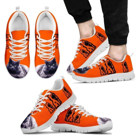 Nebelung Cat Print Sneakers For Men(White/Black)- Free Shipping-Paww-Printz-Merchandise