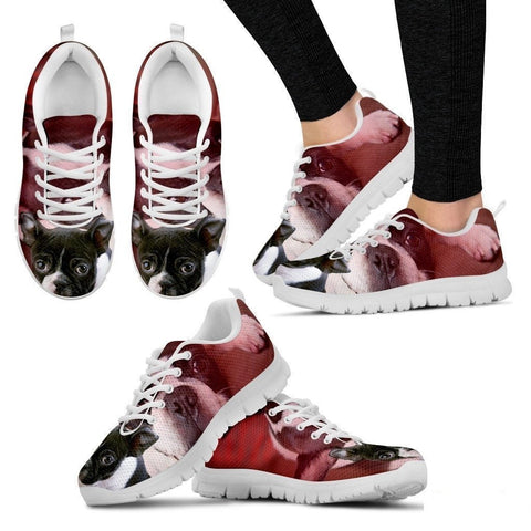Boston Terrier Puppy Print Running Shoe For Women- Free Shipping-Paww-Printz-Merchandise