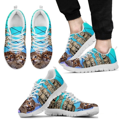Pixie-Bob Cat Print(White/Black) Running Shoes For Men-Free Shipping-Paww-Printz-Merchandise