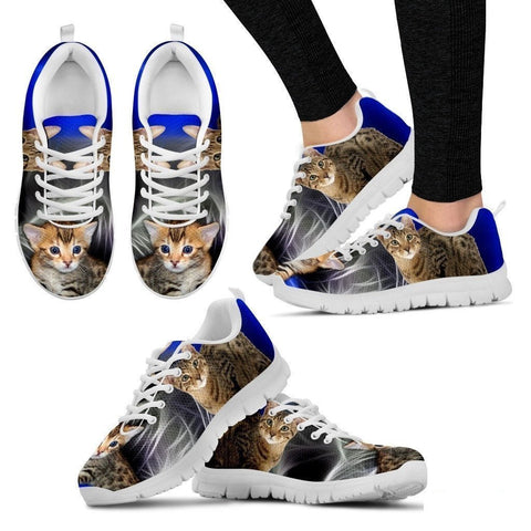 Serengeti Cat Print (White/Black) Running Shoes For Women-Free Shipping-Paww-Printz-Merchandise