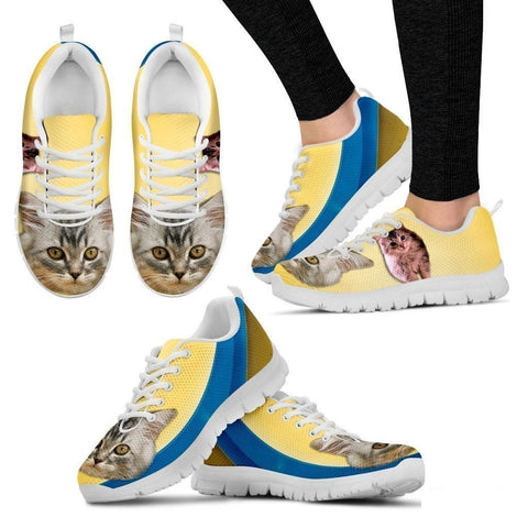 Cute Siberian Cat Print Sneakers For Women (White)- Free Shipping-Paww-Printz-Merchandise