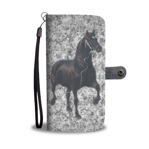 Percheron Horse On Black White Print Wallet Case-Free Shipping