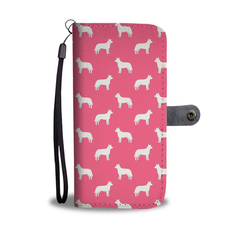 Australian Cattle Dog Pattern Print Pink Wallet Case-Free Shipping
