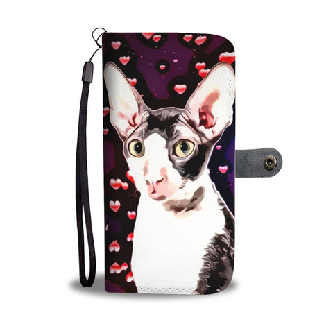Cornish Rex Cat With Love Print Wallet Case-Free Shipping