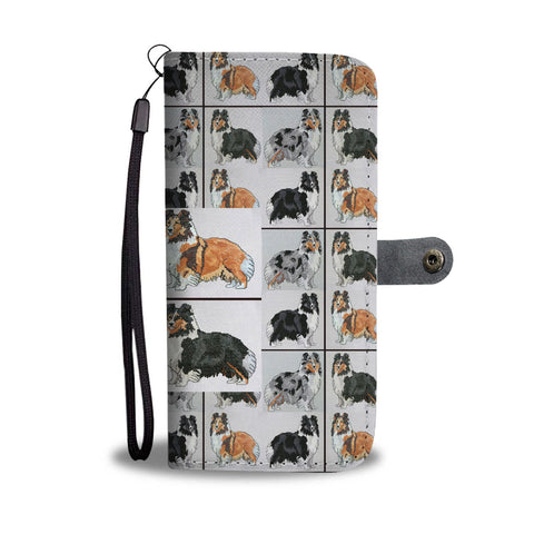 Shetland Sheepdog Pattern 2 Print Wallet Case-Free Shipping
