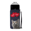 Cute Chartreux Cat With Love Print Wallet Case-Free Shipping