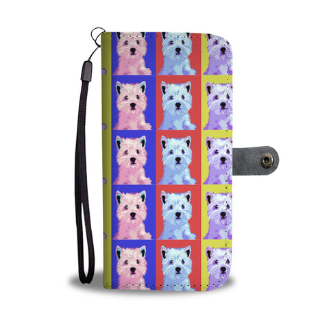 West Highland White Terrier (Westie) Pattern Print Wallet Case-Free Shipping