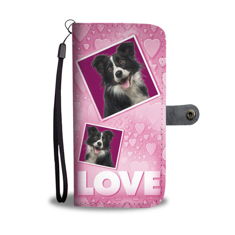 Border Collie Dog with Love Print Wallet Case-Free Shipping