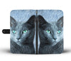 Lovely Russian Blue Cat  Print Wallet Case-Free Shipping