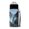 Lovely Russian Blue Cat  Print Wallet Case-Free Shipping