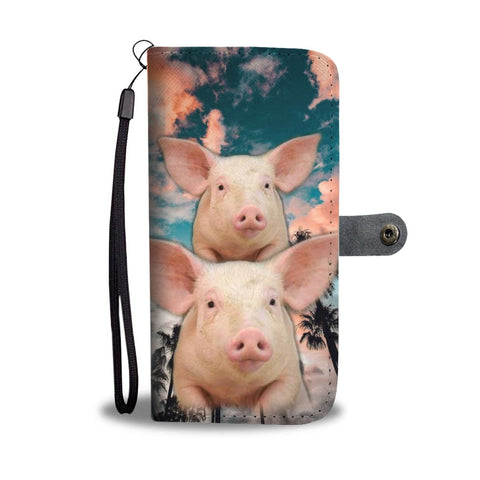 Large White Pig Print Wallet Case- Free Shipping