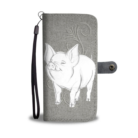 Middle White Pig Print Wallet Case-Free Shipping