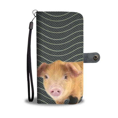 Oxford Sandy and Black Pig Print Wallet Case-Free Shipping