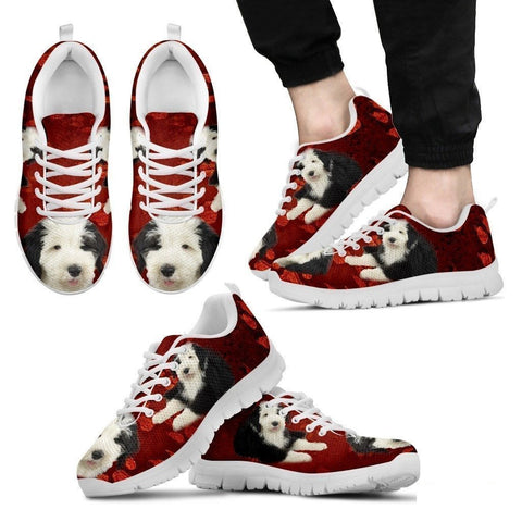 Old English Sheepdog Print Sneakers For Men(White)- Free Shipping-Paww-Printz-Merchandise