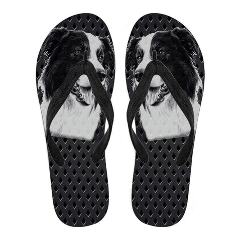 Border Collie Print Flip Flops For Men-Free Shipping Limited Edition-Paww-Printz-Merchandise