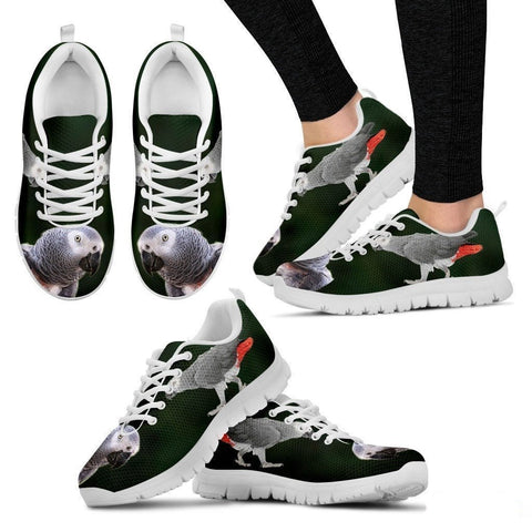 'African Grey Parrot Walking' Print Running Shoes For Women-Free Shipping-Paww-Printz-Merchandise