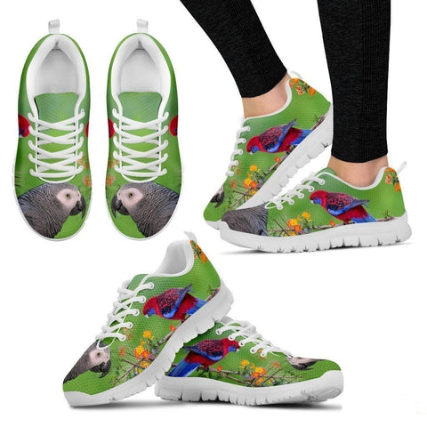 African Grey Parrot Print Running Shoes For Women-Free Shipping-Paww-Printz-Merchandise