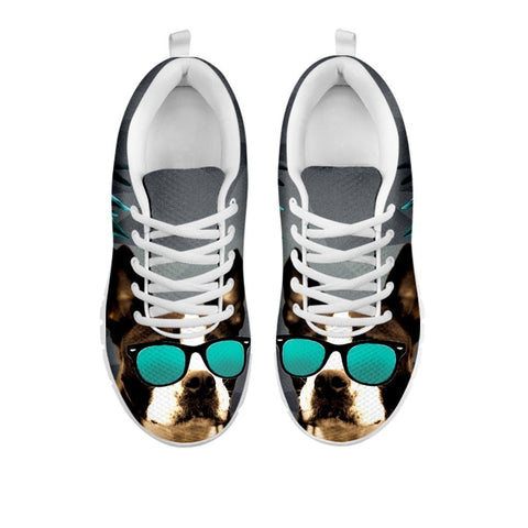 Boston Terrier With Glasses Print Sneakers For Women- Free Shippping-For 24 Hours Only-Paww-Printz-Merchandise