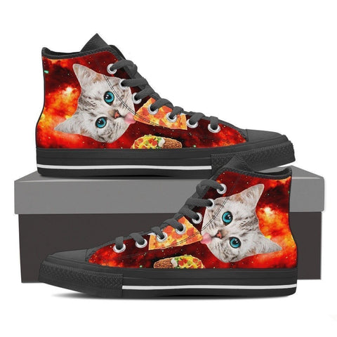 Cat Eat Pizza Women's Canvas Shoes-3D Print-Free Shipping-Paww-Printz-Merchandise