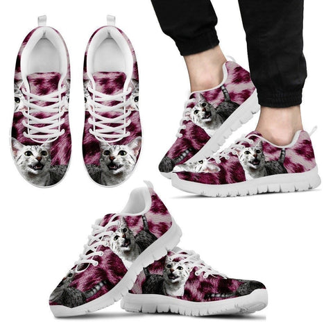 Egyptian Mau Cat Print (Black/White) Running Shoes For Men-Free Shipping Limited Edition-Paww-Printz-Merchandise