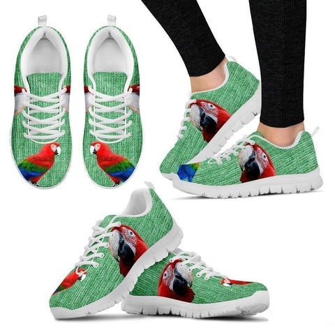 Red And Green Macaw Parrot Running Shoes For Women-Free Shipping-Paww-Printz-Merchandise