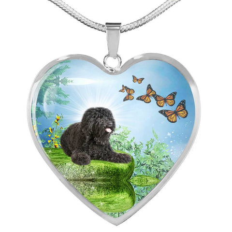 Barbet Dog Print Heart Pendant Luxury Necklace-Free Shipping