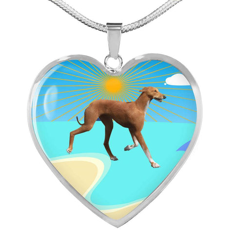 Azawakh Dog Print Heart Pendant Luxury Necklace-Free Shipping