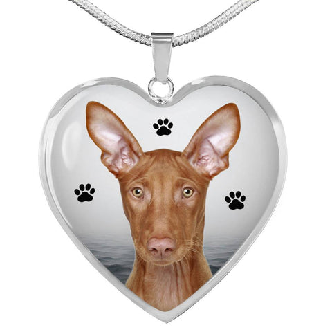 Cute Pharaoh Hound Print Heart Pendant Luxury Necklace-Free Shipping