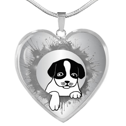 Cute Pet Art Print Heart Pendant Luxury Necklace