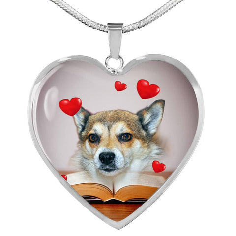 Norwegian Lundehund Print Heart Pendant Luxury Necklace-Free Shipping