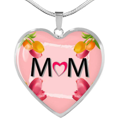 "MOM" Print Heart Pendant Luxury Necklace