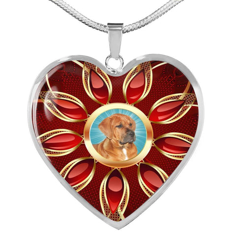 Tosa Inu Dog Print Heart Pendant Luxury Necklace-Free Shipping