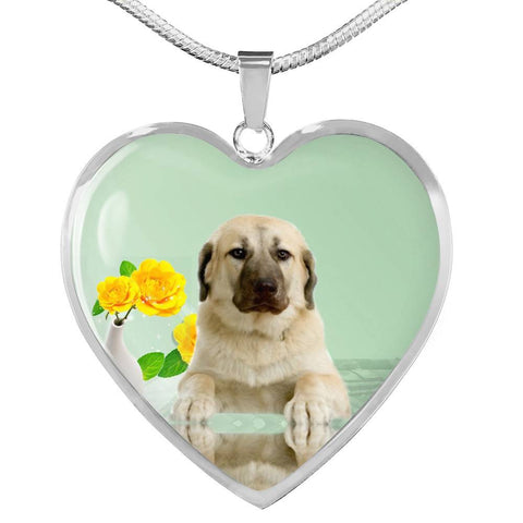 Anatolian Shepherd Dog Print Heart Pendant Luxury Necklace-Free Shipping