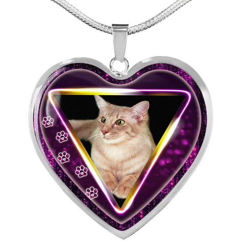 Javanese Cat Print Heart Charm Necklaces-Free Shipping